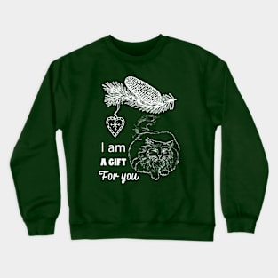 Christmas Gift with Cat Illustration Crewneck Sweatshirt